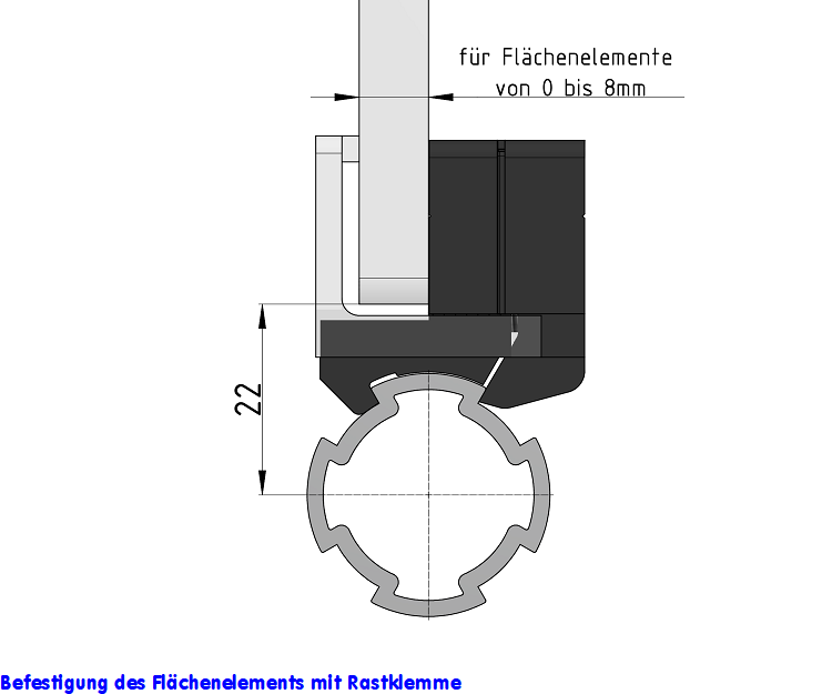 KriTec Vario Klemmblock inkl. Rastbügel für Rundrohr D28
