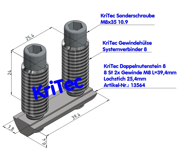 KriTec Systemverbinder 8 40 Raster 40