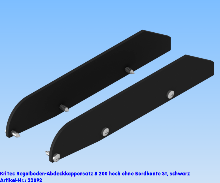 KriTec Regalboden-Abdeckkappensatz 8 200 hoch ohne Bordkante St, schwarz