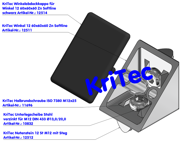 KriTec Winkel 12 60x60x60 Zn Softline