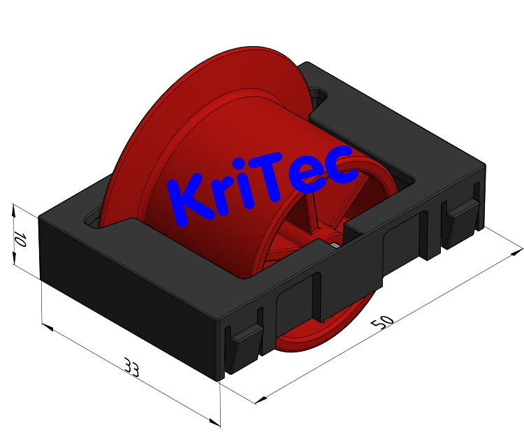 KriTec Rollenelement D28 mit Rolle R28 Flansch, rot
