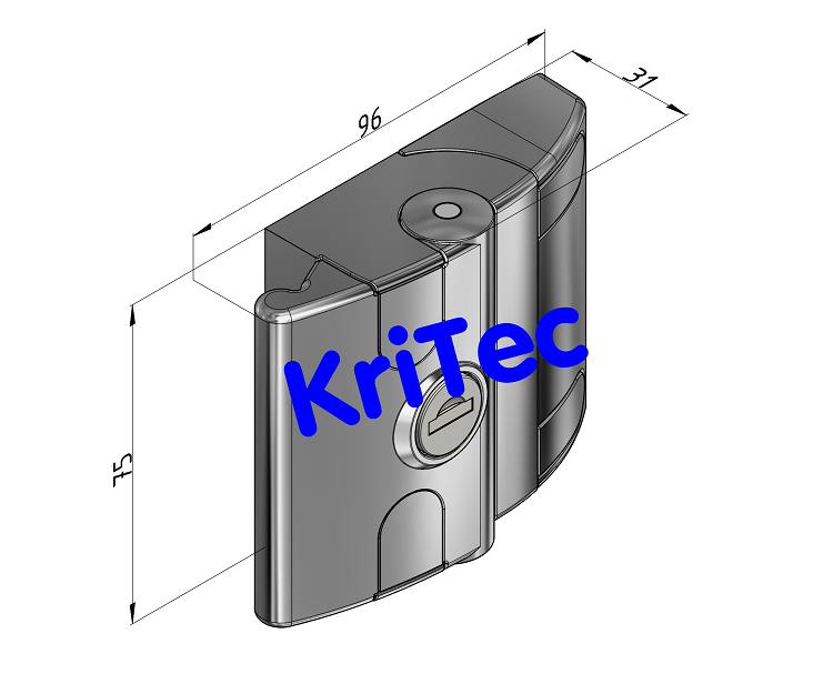 KriTec Fallenverschluss Mini verschiedenschliessend, anschraubbar von vorne, silber