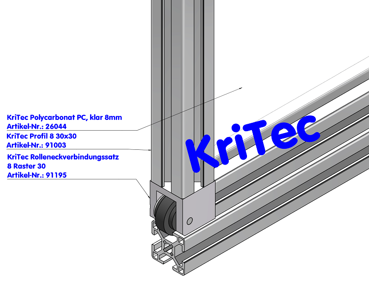 KriTec Rolleneckverbindungssatz 8 Raster 30