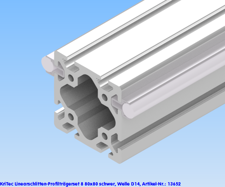 KriTec Linearschlitten-Profilträgerset 8 80x80 schwer, Welle D14