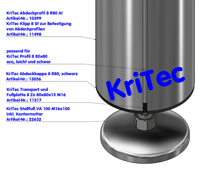 KriTec Abdeckprofil 8 R80 Al