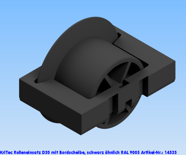 KriTec Rolleneinsatz D30 mit Bordscheibe, schwarz ähnlich RAL 9005
