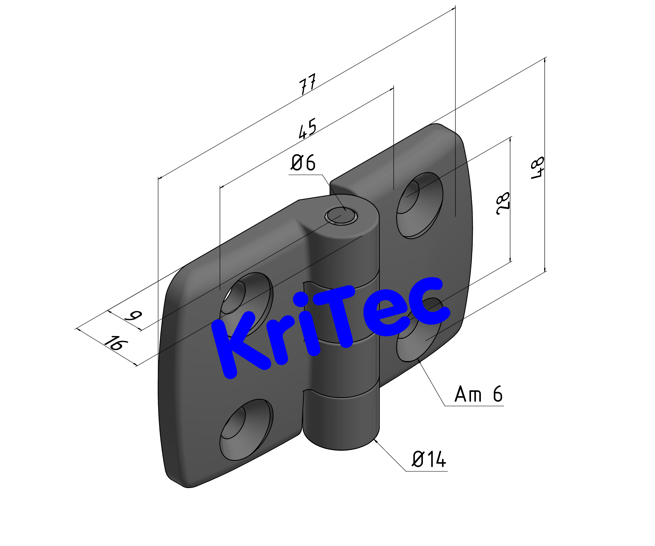 KriTec Kombischarnier 8 PA schwarz, nicht aushängbar