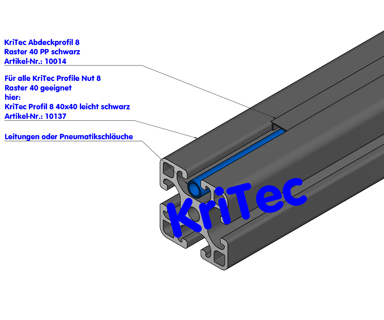 KriTec Profil 8 40x40 leicht schwarz