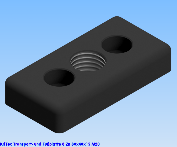 KriTec Transport- und Fußplatte 8 Zn 80x40x15 M20