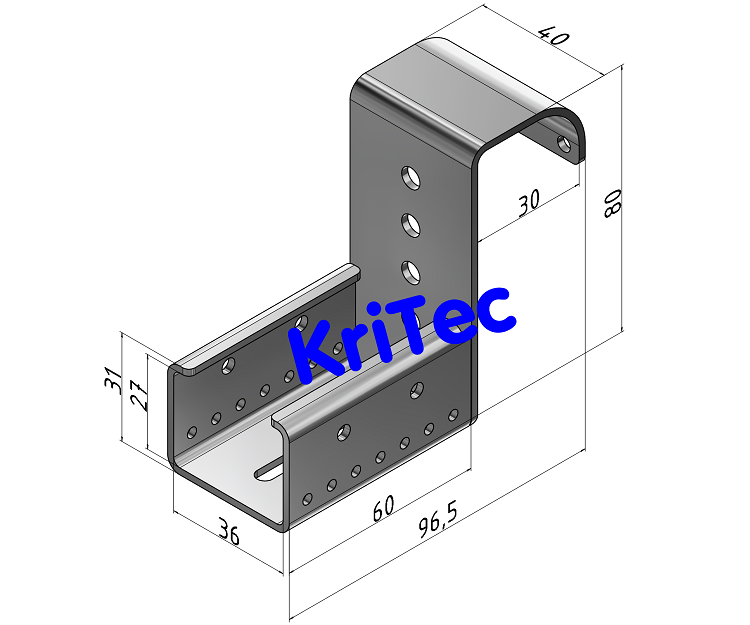 KriTec Rollenbahn St Aufnahme D30 mit Anschlag