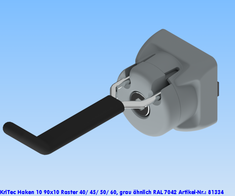 KriTec Haken 10 90x10 Raster 40/ 45/ 50/ 60, grau ähnlich RAL 7042