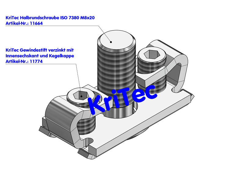 KriTec Turbo-Standardverbindungssatz 8 Raster 40 ohne Bohrung einsetzbar