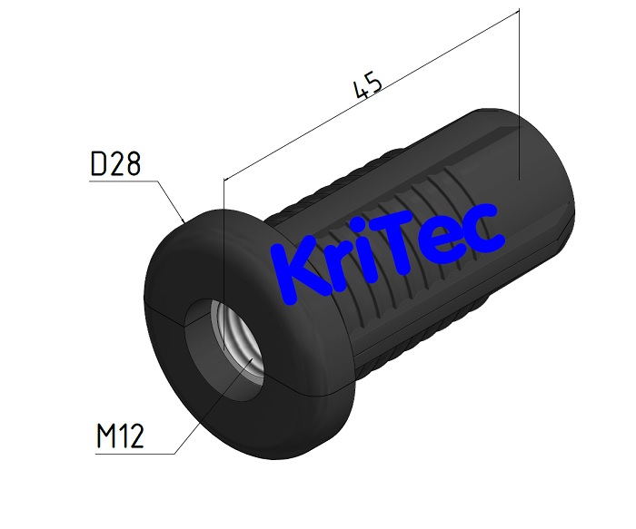 KriTec Gewindeeinsatz D28 M12, PA