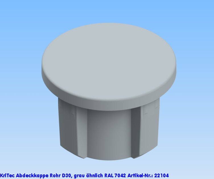 KriTec Abdeckkappe Rohr D30, grau ähnlich RAL 7042
