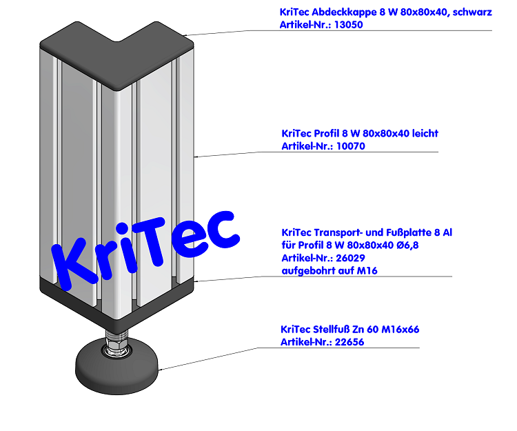 KriTec Winkelprofil 8 W80x80x40 leicht