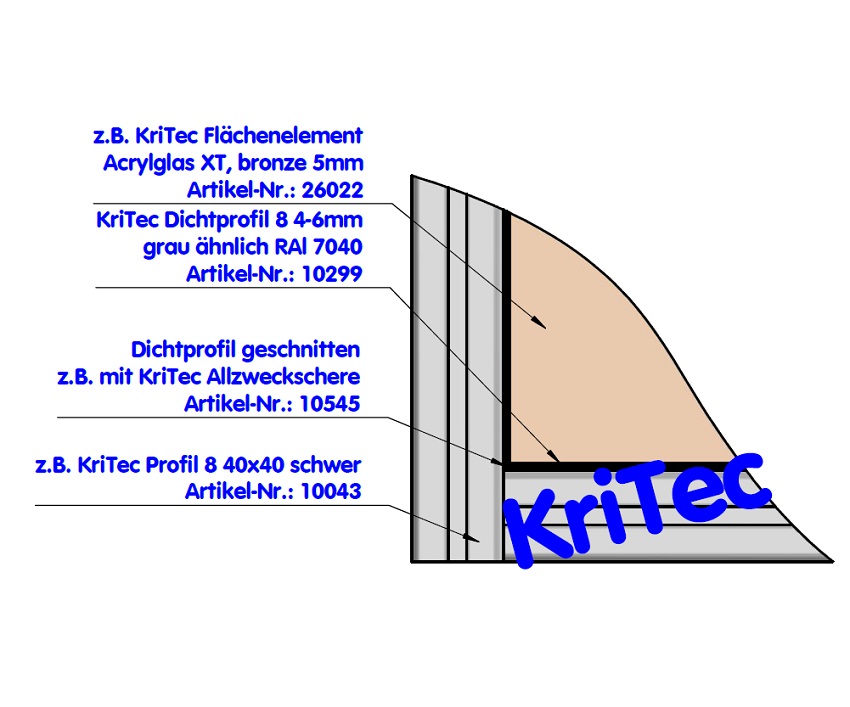 KriTec Dichtprofil 8 Raster 40, 4-6mm, grau