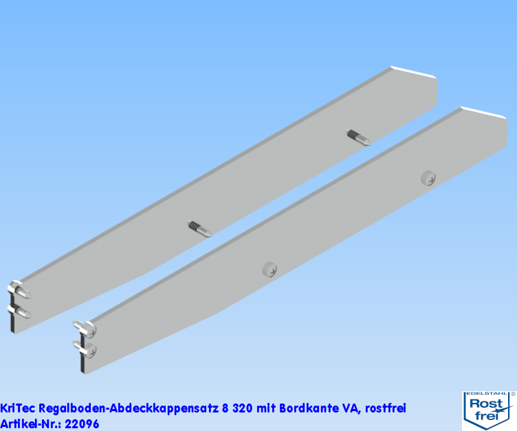KriTec Regalboden-Abdeckkappensatz 8 320 mit Bordkante VA, rostfrei