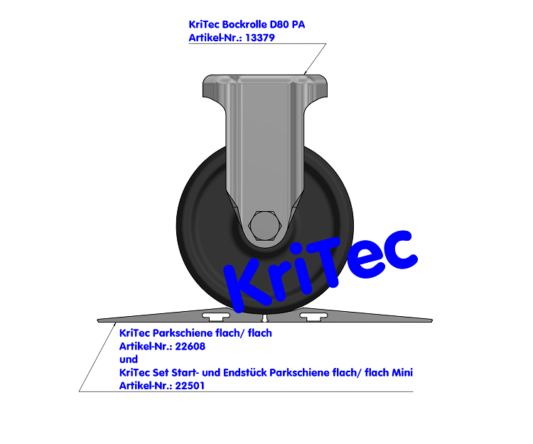 KriTec Set Start- und Endstück Parkschiene flach/ flach Mini