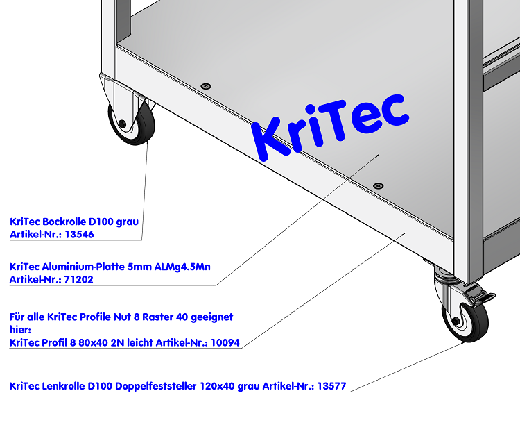 KriTec Bockrolle D100 grau