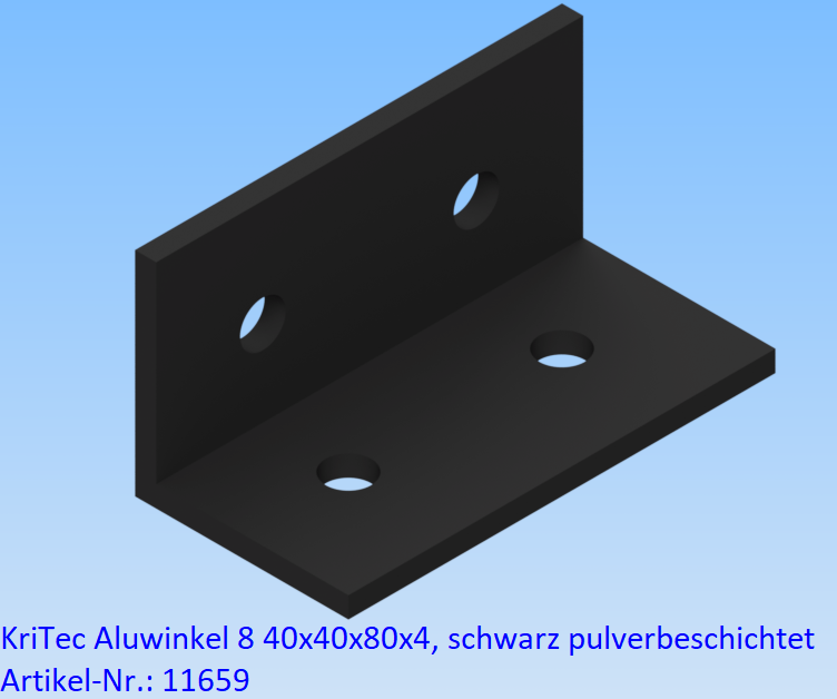 KriTec Aluwinkel 8 40x40x80x4, schwarz pulverbeschichtet