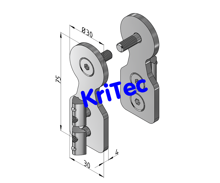 KriTec Rohrhalter Nut 6 Raster 30 D30