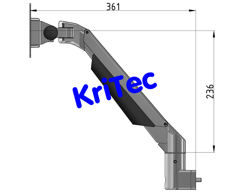 KriTec Monitorarm, höhenverstellbar 4 Gelenke, Premium