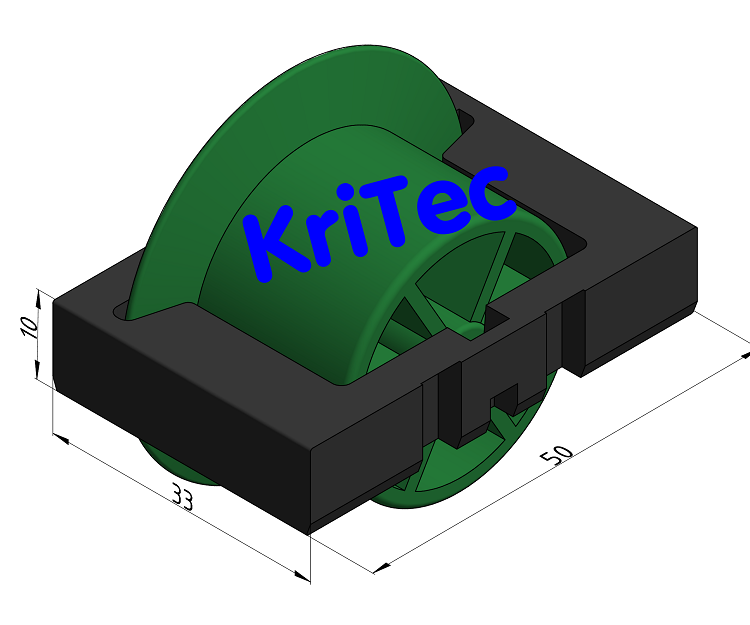 KriTec Rolleneinsatz D30 mit Bordscheibe, signalgrün ähnlich RAL 6032