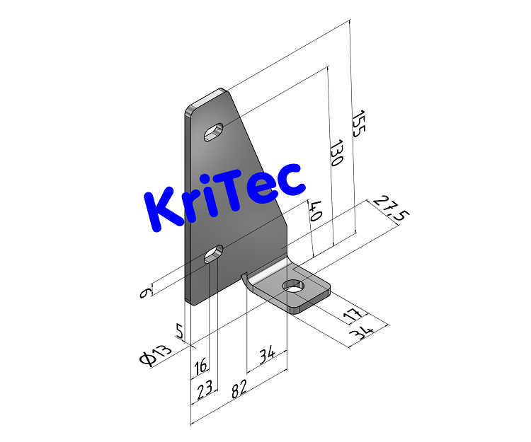 KriTec Bodenadapter rechtsbündig für Profil 8 30x30, VA rostfrei