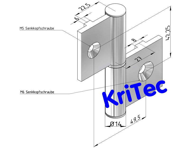 KriTec Kombinationsscharnier 6/8 Premium (Nut 6 Raster 30 und Nut 8 Raster 40)