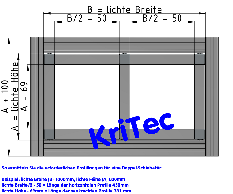 KriTec Schiebetür-Führungsprofil 8 40x10, natur