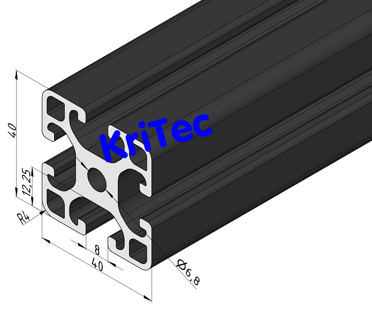 KriTec Profil 8 40x40 leicht schwarz
