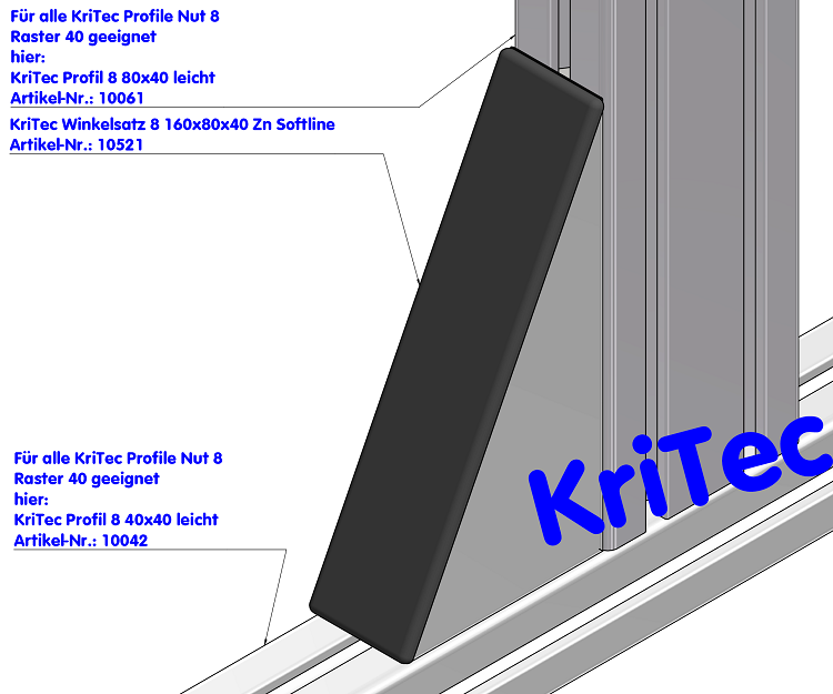 KriTec Winkel 8 160x80x40 Zn Softline