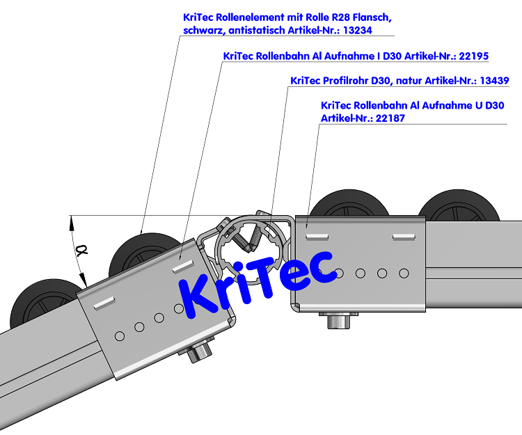 KriTec Rollenbahn 6 40x40 Al Aufnahme U D30