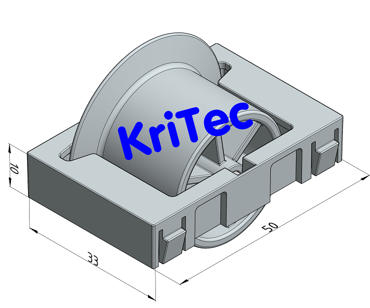 KriTec Rollenelement D28 mit Rolle R28 Flansch, grau