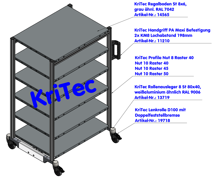 KriTec Lenkrolle D100 schwarz mit Doppelfeststellbremse - auch antistatisch