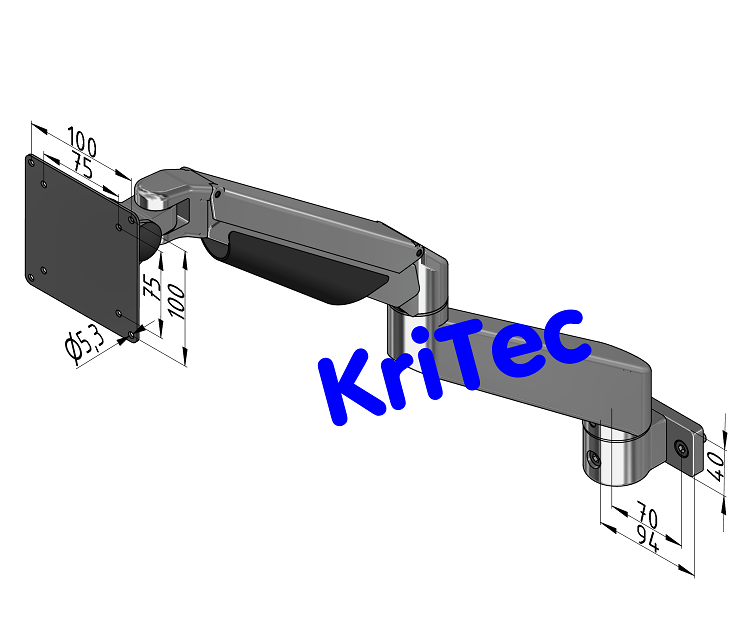 KriTec Monitorarm, höhenverstellbar 5 Gelenke, Premium