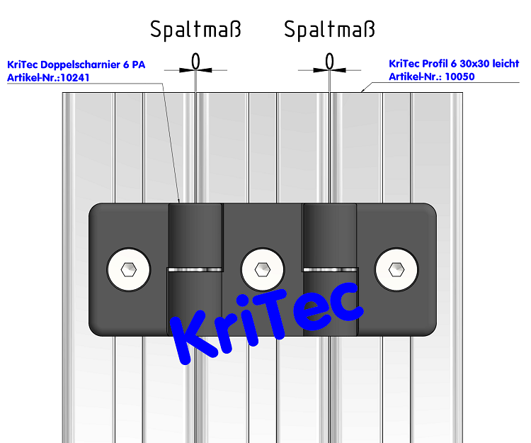 KriTec Doppelscharnier 6 Raster 30 PA