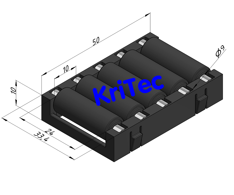 KriTec Rollenelement D30 mit Rollen R9, schwarz