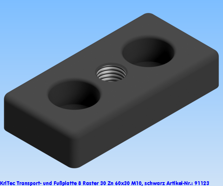 KriTec Transport- und Fußplatte 8 Raster 30 Zn 60x30 M10, schwarz