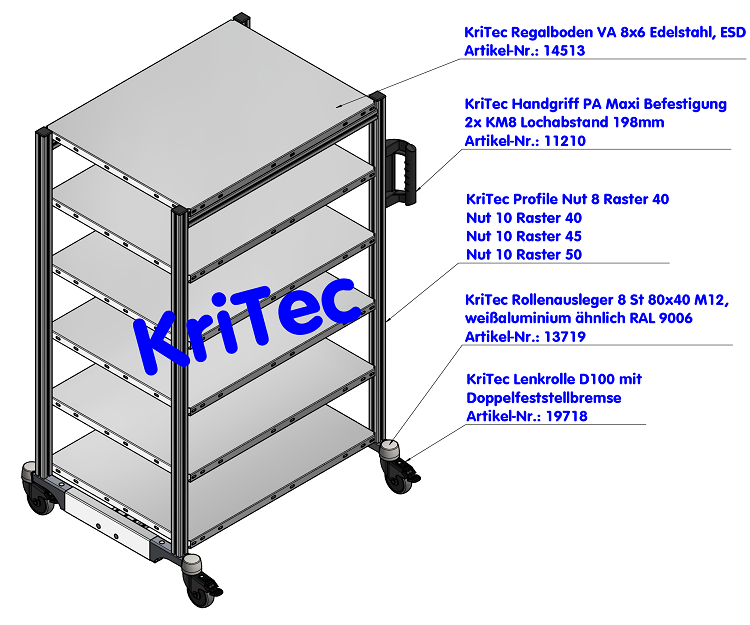 KriTec Regalboden VA 8x6 Edelstahl, ESD