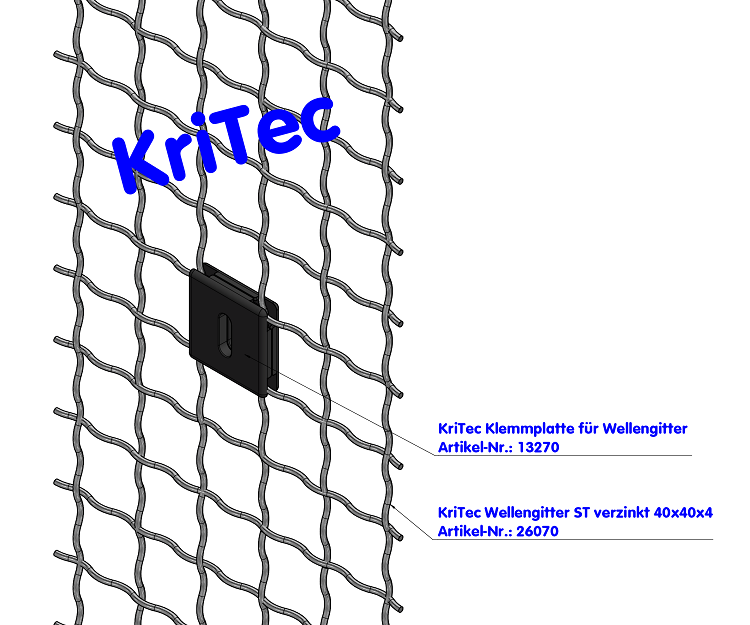 KriTec Klemmplatte für Wellengitter
