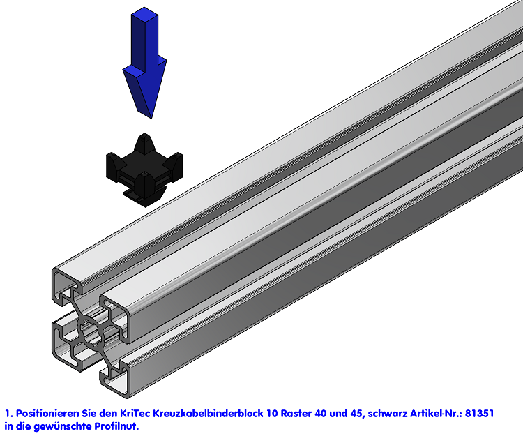 KriTec Kreuzkabelbinderblock 10 Raster 40 und 45, schwarz