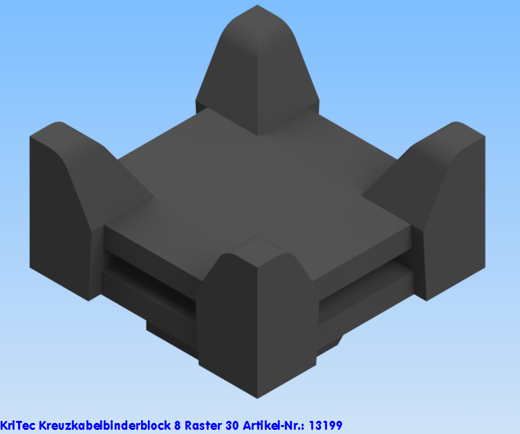 KriTec Kreuzkabelbinderblock 8 Raster 30, schwarz