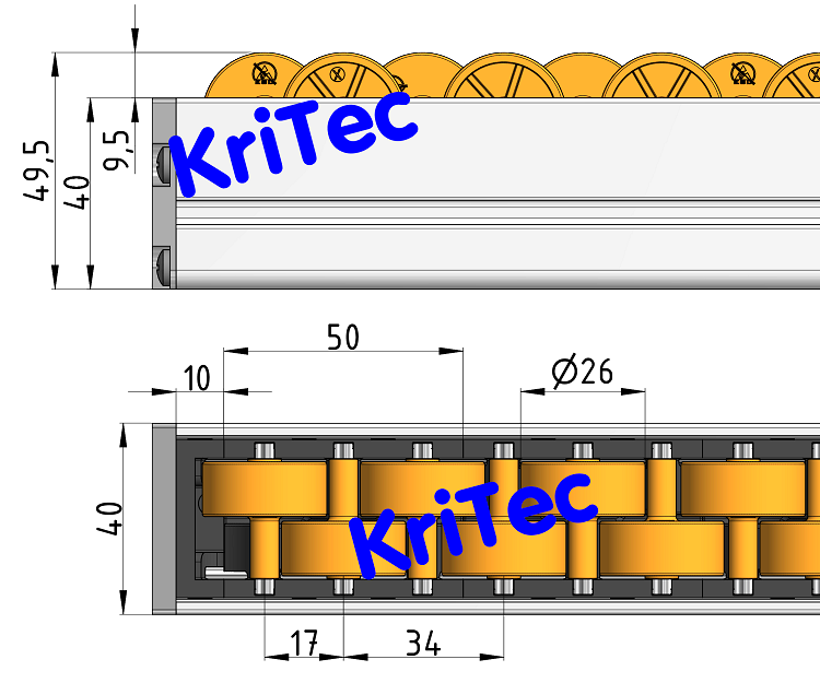 KriTec Endstück für Rollenelement D28 H26, schwarz ESD
