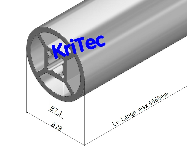 KriTec Rundrohr D28 mit Innenverstrebung, Aluminium natur eloxiert