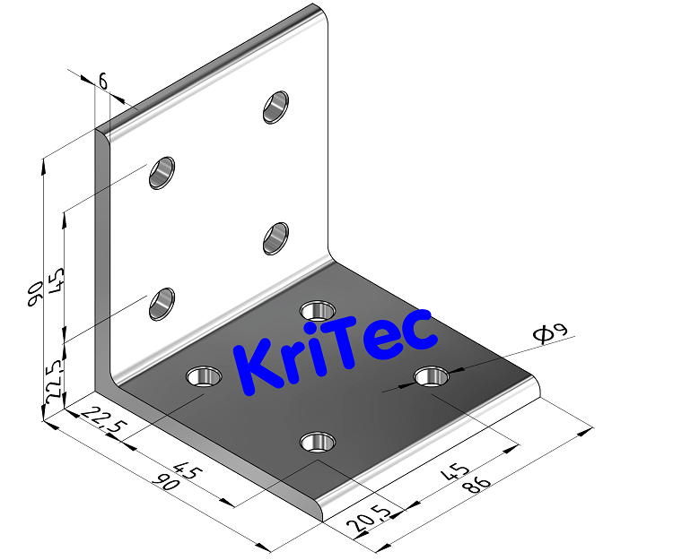 KriTec Winkel 10 Al 90x90x86x6 Softline
