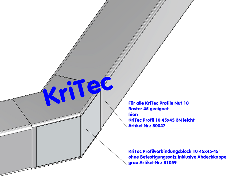 KriTec Profil 10 45x45 3N leicht (3 Nuten geschlossen, 1 Nut offen)