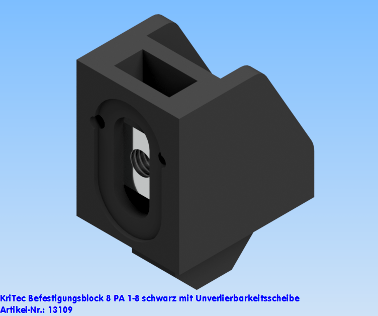 KriTec Befestigungsblock 8 PA 1-8 schwarz mit Unverlierbarkeitsscheibe
