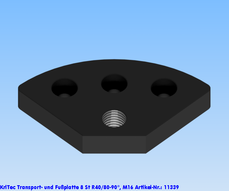 KriTec Transport- und Fußplatte St 8 R40/80-90°, M16, schwarz