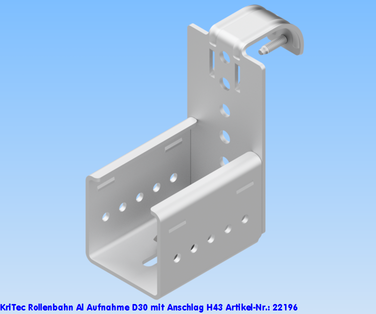 KriTec Rollenbahn Al Aufnahme D30 mit Anschlag H43